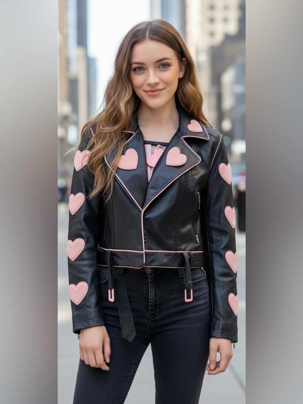 #013 Dolls Kill / Sugar Thrills Black Leather puffy heart jacket- Medium NWT
